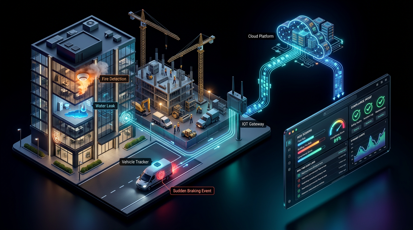 Insurance and Risk 3D infrastructure illustration